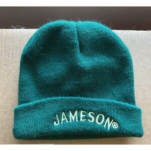 Jameson Hat Beanie Knit Acrylic Mens Green Cuffed Embroidered Logo Irish Whiskey